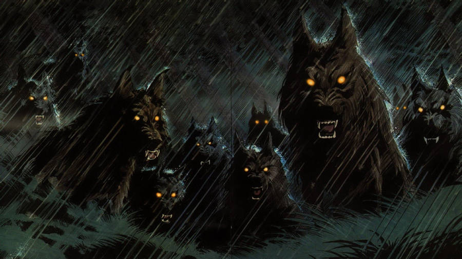 Download Halloween Werewolves Dark Rain Wallpaper