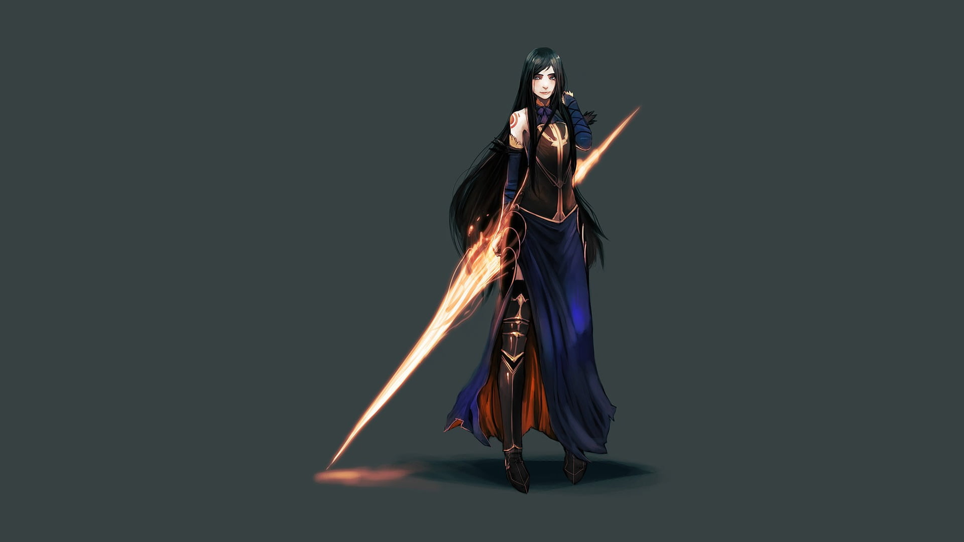 Wallpaper Black Haired Female Character